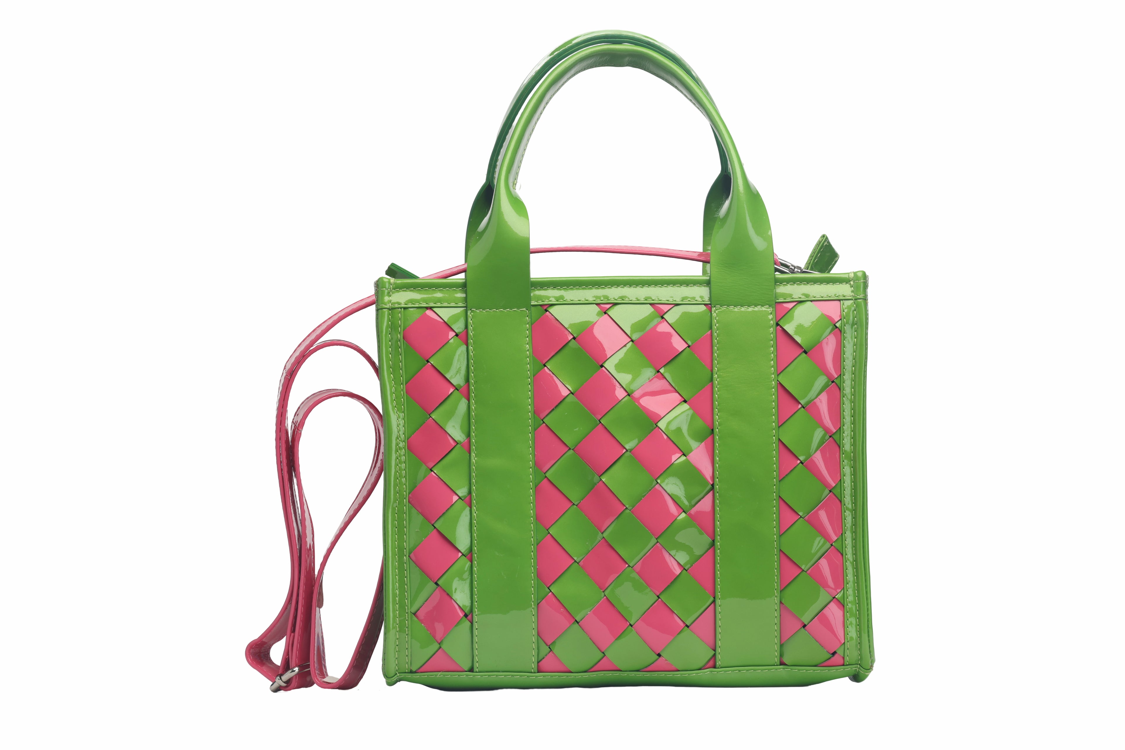 Handbags - Cross stitch Pink and Green