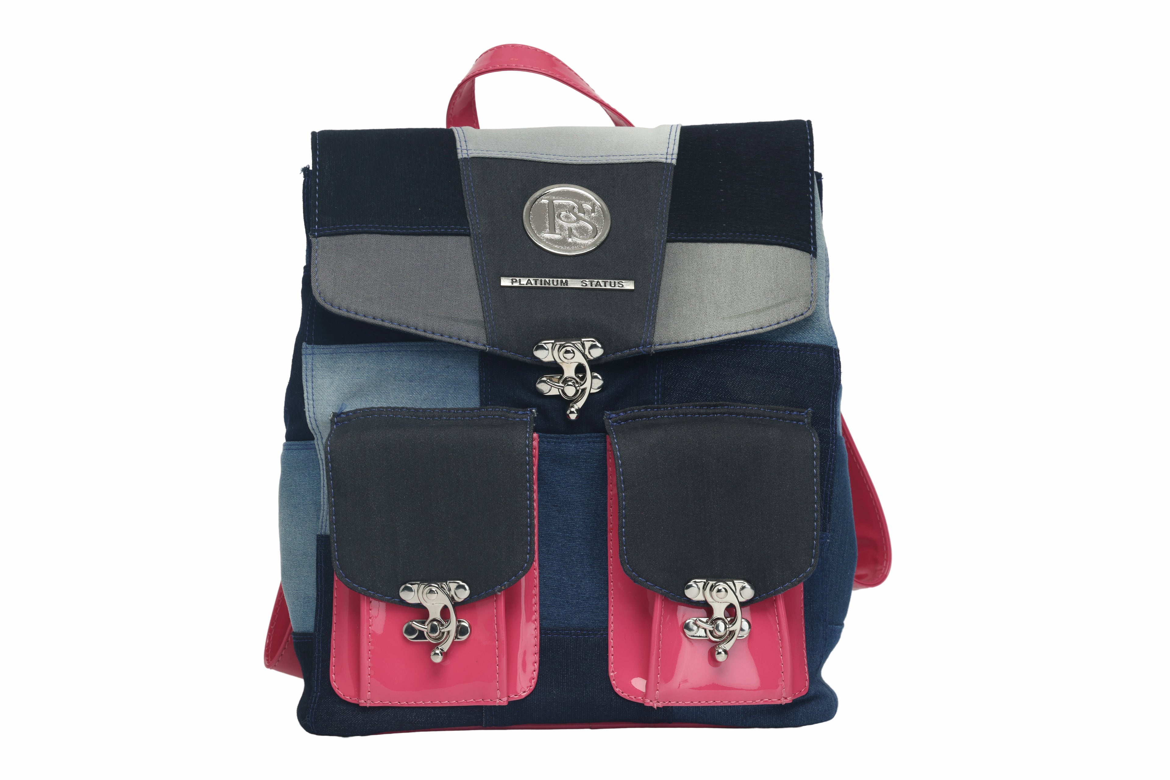 The Attache -Jean and leather Knapsack- Multicolor