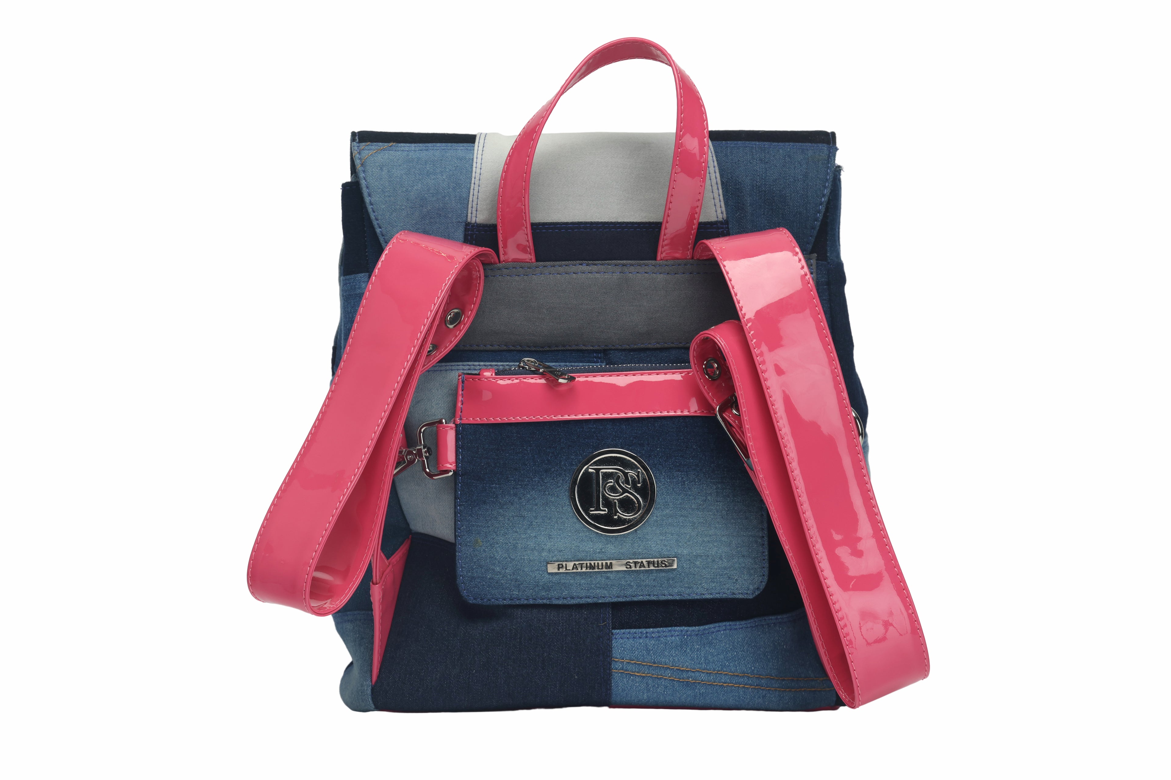 The Attache -Jean and leather Knapsack- Multicolor
