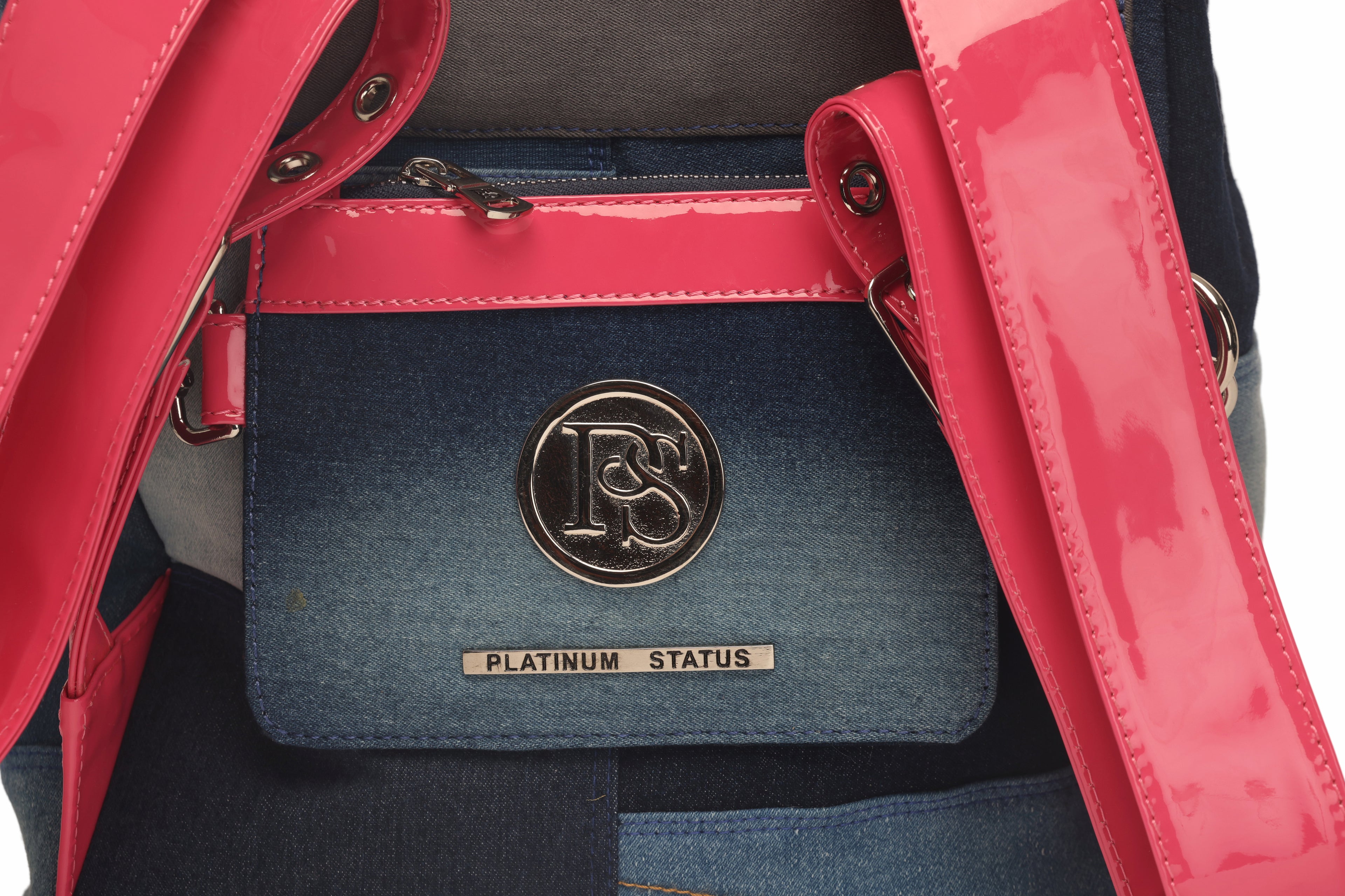 The Attache -Jean and leather Knapsack- Multicolor