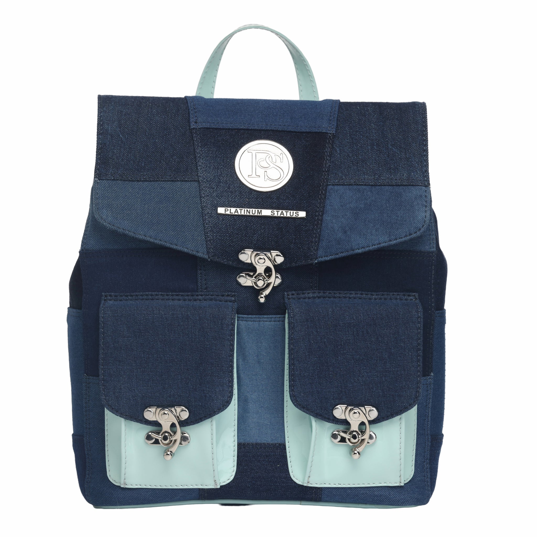 The Attache -Jean and leather Knapsack- Multicolor