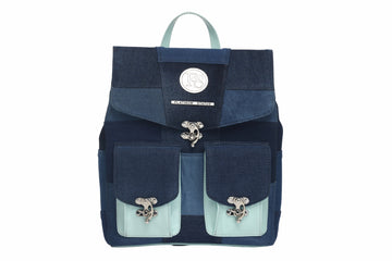 The Attache -Jean and leather Knapsack- Multicolor